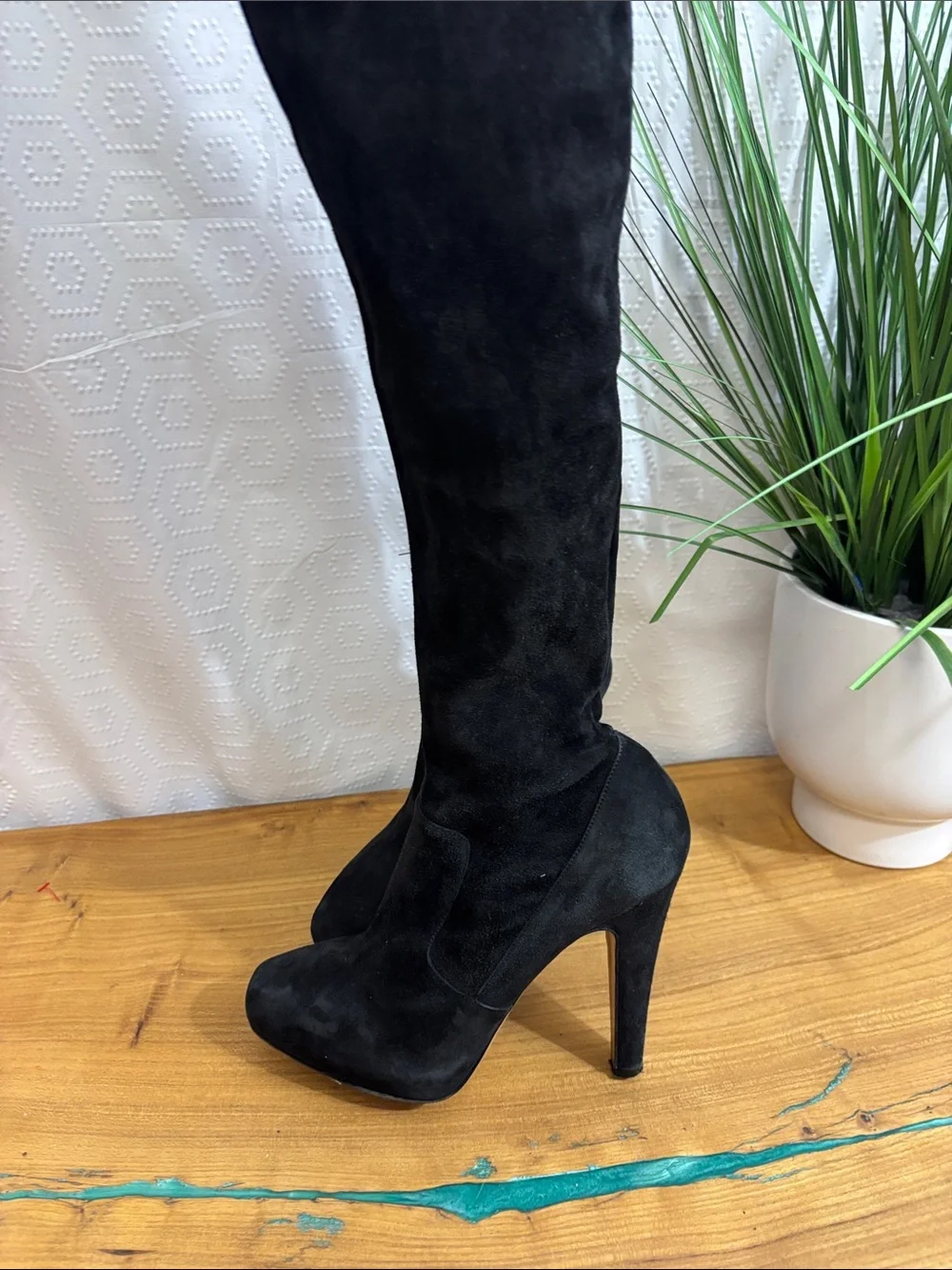 Karen millen over the knee suede stretch boot 38